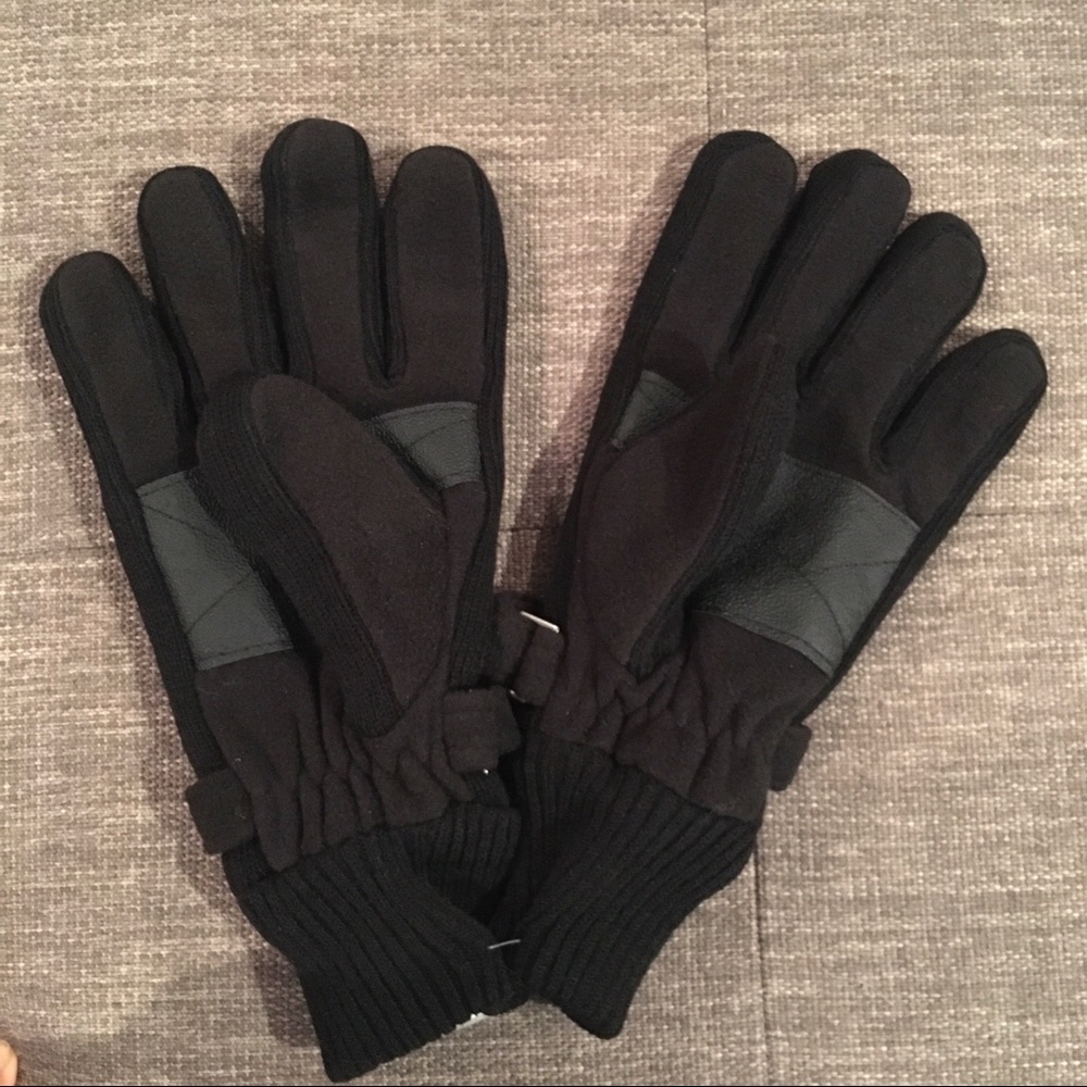 NWT Van Heusen black fleece lined gloves L / XL - Picture 2 of 4
